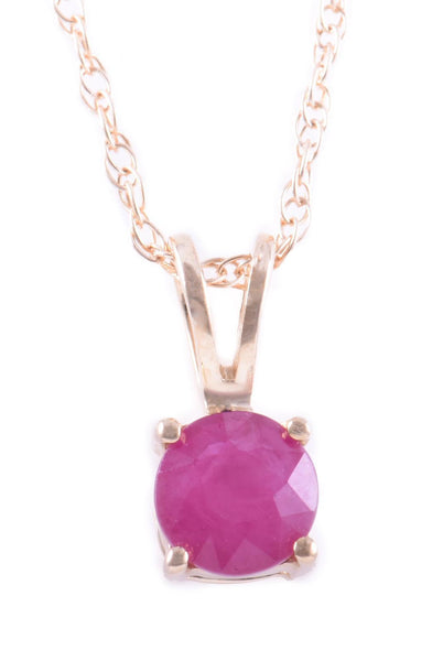 14k Yellow Gold Ruby Pendant With Chain