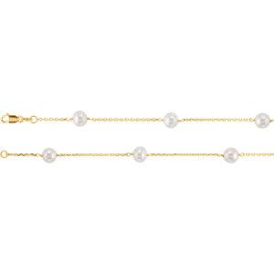 14K Yellow Pearl Station 18" Necklace