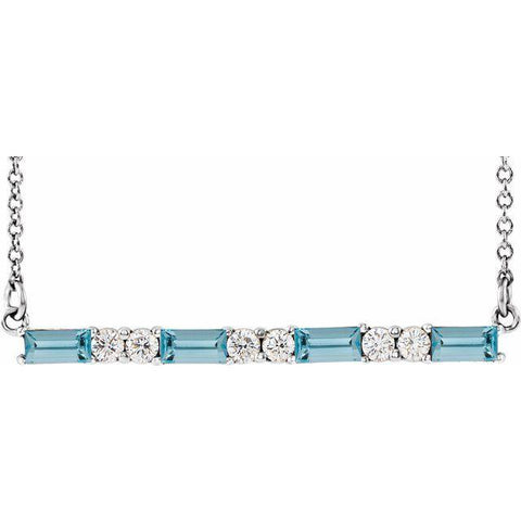 Aquamarine & 1/5 CTW Diamond Bar 16-18" Necklace - Moijey Fine Jewelry and Diamonds