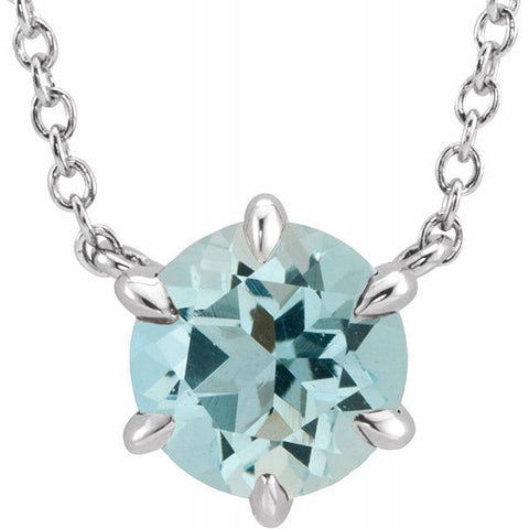 Aquamarine Solitaire 18'' Necklace - Moijey Fine Jewelry and Diamonds