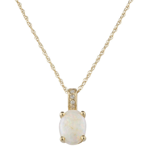 14k Gold and Diamond Opal Necklace