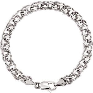14K White 7mm Solid Double Link Charm 7" Bracelet - Moijey Fine Jewelry and Diamonds