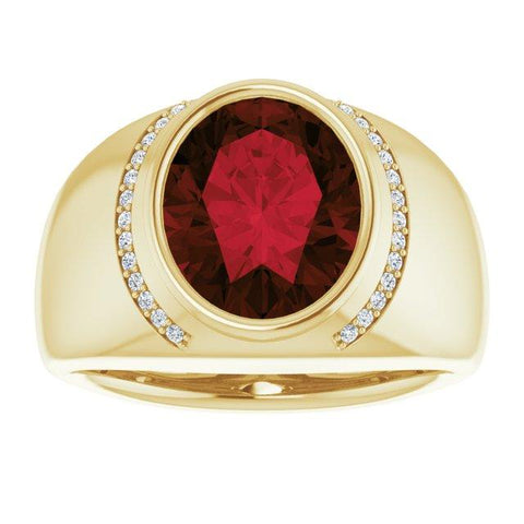 Mozambique Garnet & Diamond Bezel-Set Ring