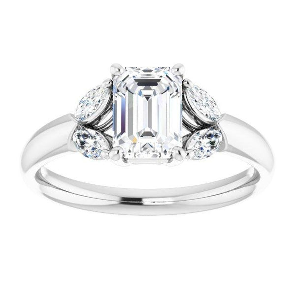 Vintage Emerald-Cut and Marquise-Accent Engagement Ring Setting