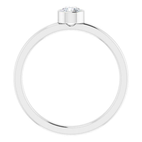 14K White Gold 1/4 CT Bezel-Set Diamond Ring