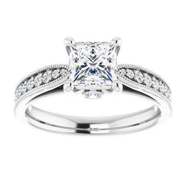 Princess-Cut Vintage Semi-Set Engagement Ring Setting