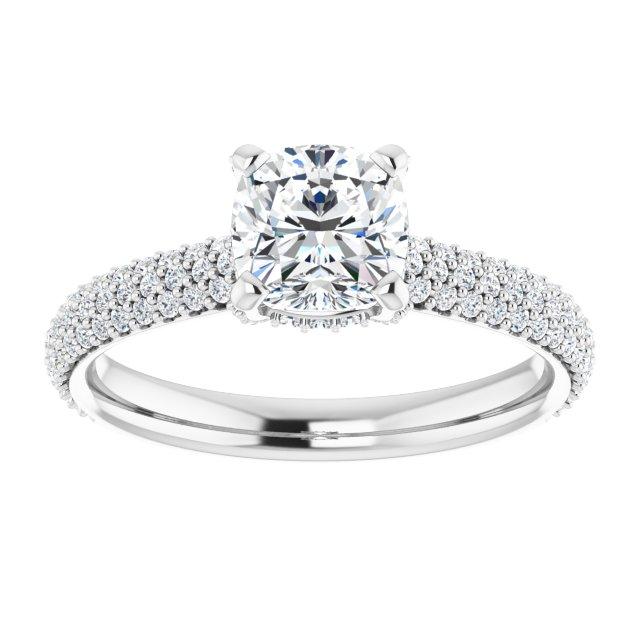 Pave Accented Cushion Engagement Ring Setting