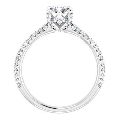 Pave Accented Cushion Engagement Ring Setting - Moijey Fine Jewelry and Diamonds