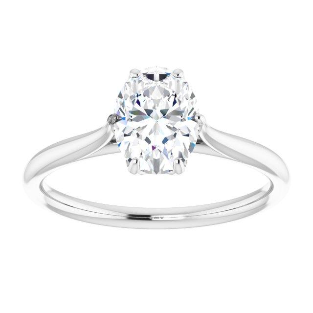 Six-Petal Solitaire Oval Engagement Ring Setting
