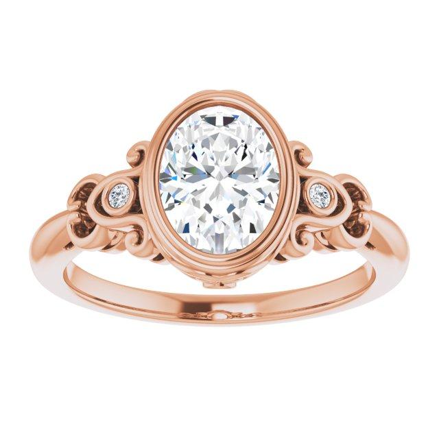 Oval-Shaped Accented Bezel-Set Engagement Ring Setting