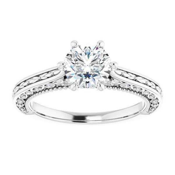 Vintage-Inspired Round Semi-Set Engagement Ring Setting