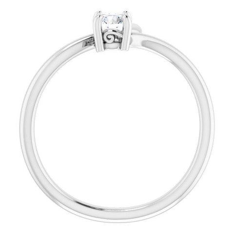 14K White Gold 1/4 CTW Diamond Solitaire Bypass Ring