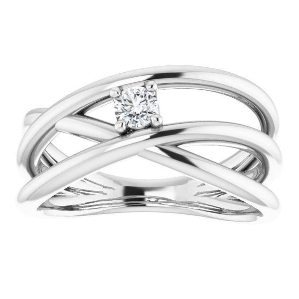 14K White Gold 1/8 CT Diamond Negative Space Solitaire Ring