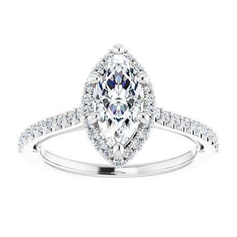 Sweetheart Halo Marquise Engagement Ring Setting