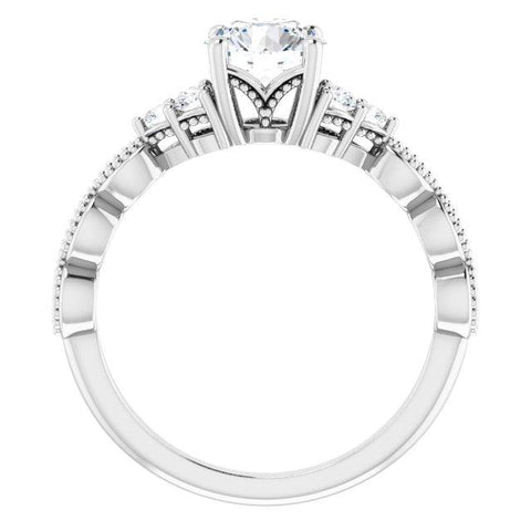 Round Vintage-Inspired Semi-Set Engagement Ring