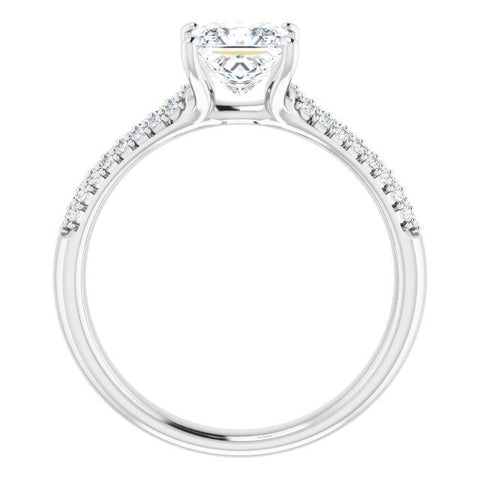 Airy Princess Cut Pave Engagement Ring Setting - Moijey Fine Jewelry and Diamonds