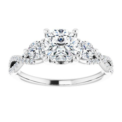 Three-Stone Infinity-Inspired Cushion Engagement Ring Mounting - Moijey Fine Jewelry and Diamonds