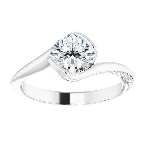 Cushion Modern Bypass Engagement Ring Setting - Moijey Fine Jewelry and Diamonds