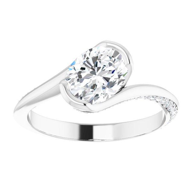 Oval Modern Bypass Engagement Ring Mounting