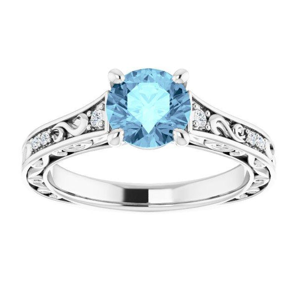 Round Vintage-Inspired Semi-Set Engagement Ring Setting