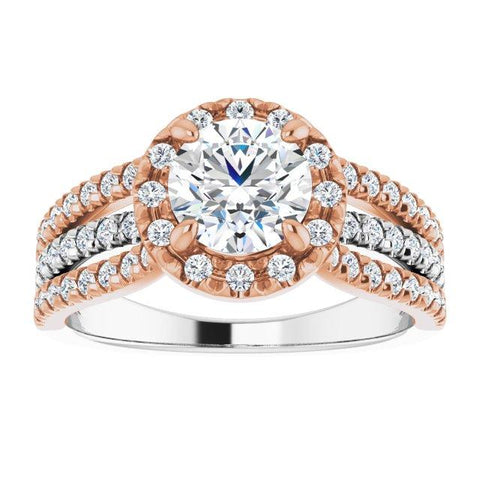 Triple Row 14k 6.5 mm Round engagement ring with 1/2 CTW Diamonds
