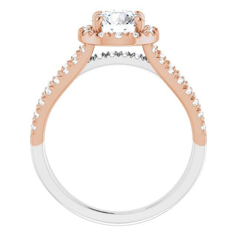 Triple Row 14k 6.5 mm Round engagement ring with 1/2 CTW Diamonds