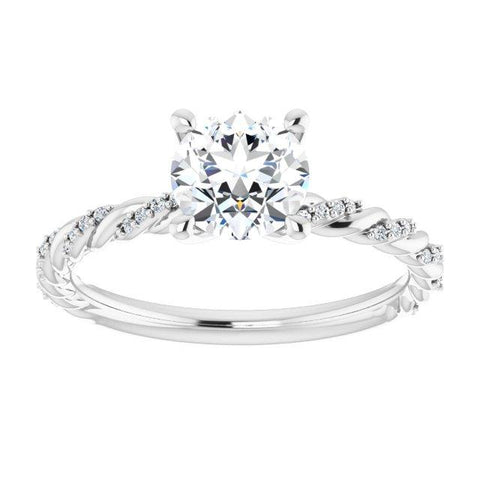 Round Pave-Twist 1/8 CTW Diamond Semi-Set Engagement Ring Setting - Moijey Fine Jewelry and Diamonds