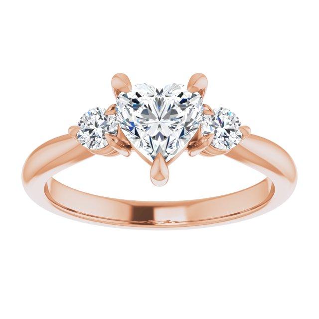 Three-Stone Heart-Shaped Engagement Ring Mounting