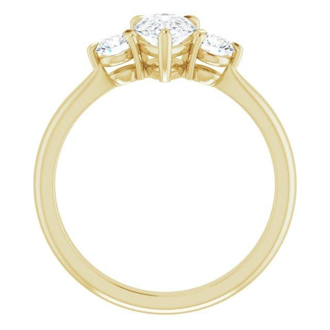Timeless Pear-Shape Three-Stone Engagement Ring Setting