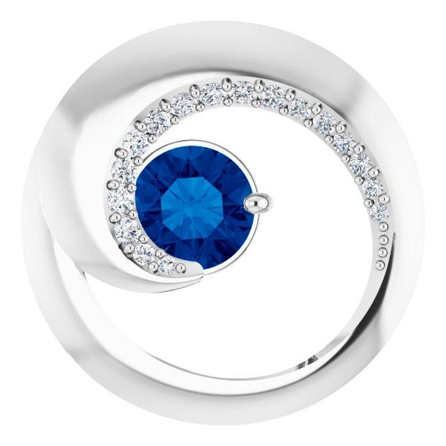 14kt White Gold 1/5CTW Diamond & Blue Sapphire Pendant
