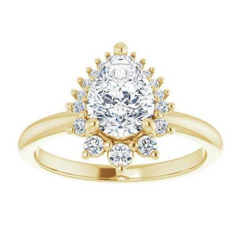 Elegant 14K Yellow Gold Pear-Shaped Engagement Ring - Moijey Fine Jewelry and Diamonds