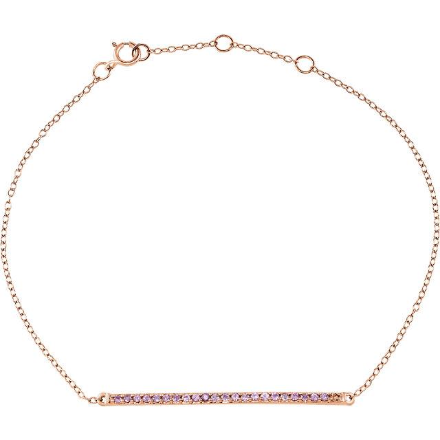 8-Inch 14K Rose Gold & Pink Sapphire Bracelet