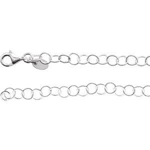 Sterling Silver 4.6mm Knurled Rolo 24" Chain