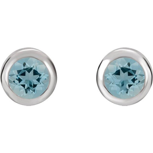 Bezel-Set Aquamarine Stud Earrings
