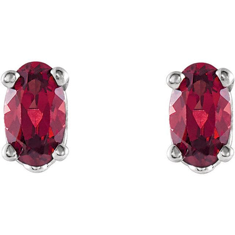 Oval-Cut Garnet Scroll Stud Earrings (5x3mm) - Moijey Fine Jewelry and Diamonds