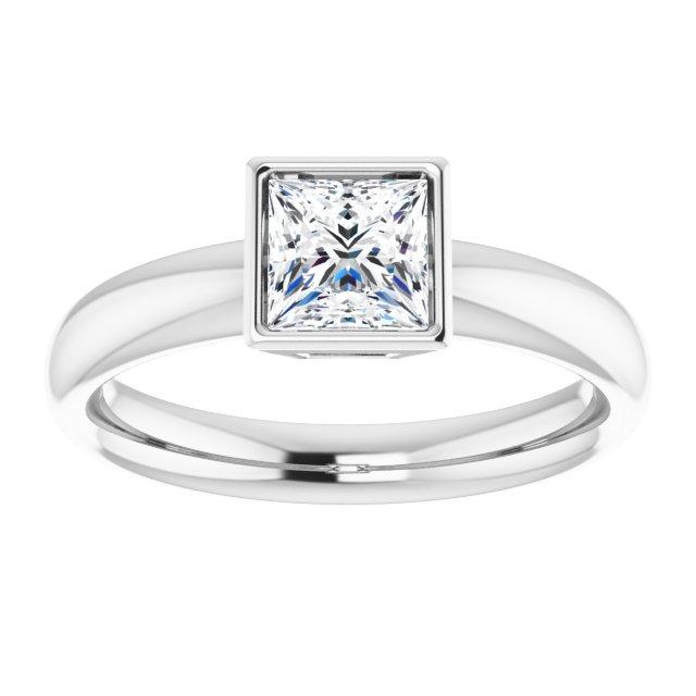 Sleek Bezel Solitaire Princess Cut Engagement Ring