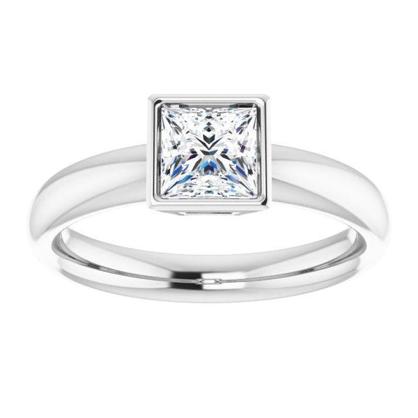 Sleek Bezel Solitaire Princess Cut Engagement Ring - Moijey Fine Jewelry and Diamonds