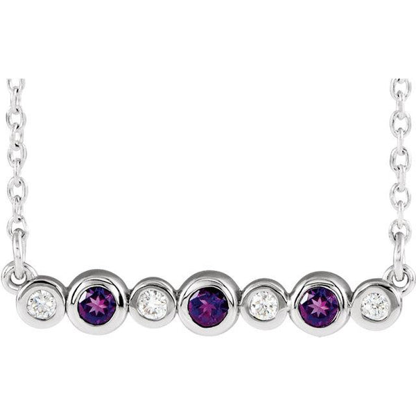 Amethyst & .08 CTW Diamond Bezel-Set Bar 16-18" Necklace - Moijey Fine Jewelry and Diamonds