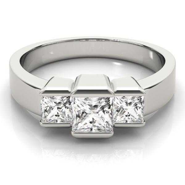 Modern Princess Three-Stone Engagement Ring Setting