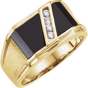 Gentleman's Onyx & 1/8 CTW Diamond Ring - Moijey Fine Jewelry and Diamonds