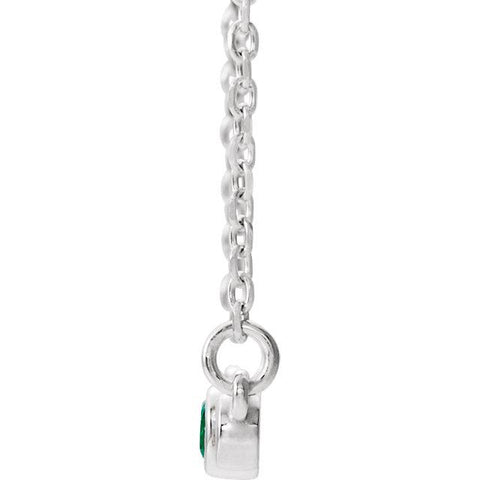 Emerald & .08 CTW Diamond Bezel-Set Bar 16-18" Necklace - Moijey Fine Jewelry and Diamonds