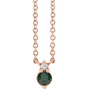 14K Rose Natural Green Sapphire & .015 CTW Natural Diamond 18" Necklace