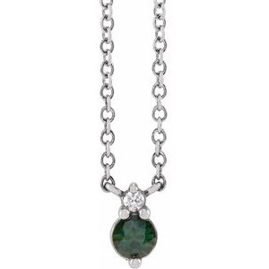 14K White Natural Green Sapphire & .015 CTW Natural Diamond 18" Necklace