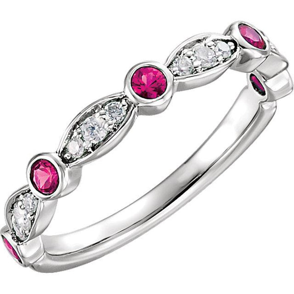 14K White Gold Ruby & 1/6 CTW Diamond Ring - Moijey Fine Jewelry and Diamonds