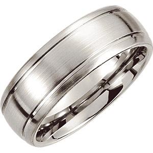8mm Cobalt Slightly Domed Round Edge Band with Satin Finish & Grooves - Moijey Fine Jewelry and Diamonds