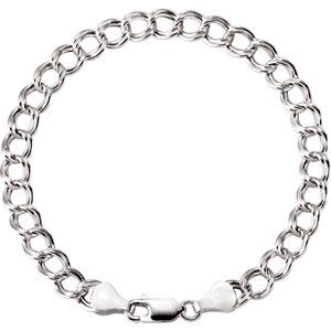 Sterling Silver 4.5mm Hollow Curb Charm 8" Bracelet