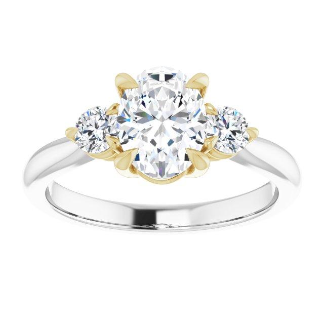 14k White and Yellow Gold 8.6 mm Oval Engagement Ring