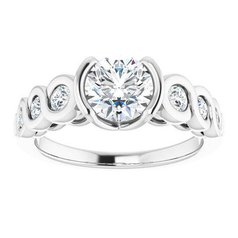 Platinum 6.5 mm Bezel Round Engagement Ring - Moijey Fine Jewelry and Diamonds