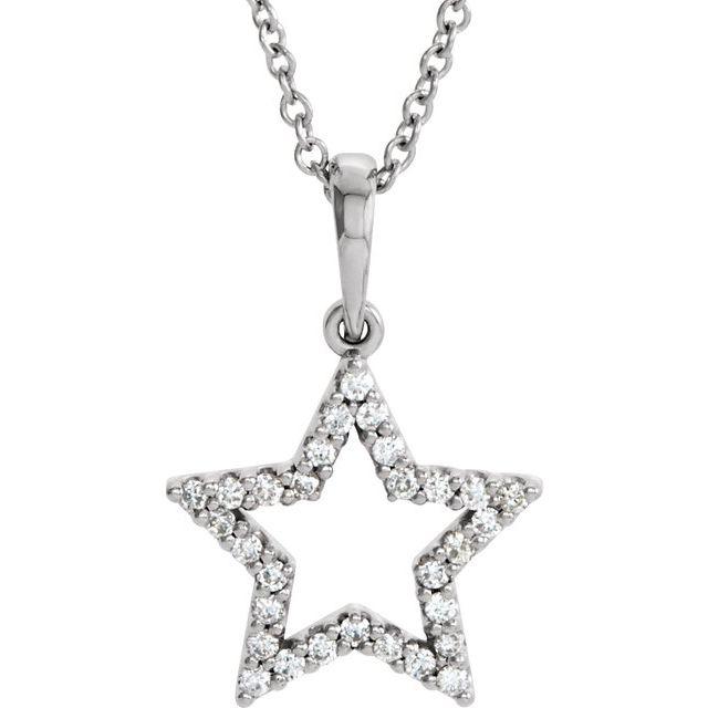 14k 1/8 CTW Diamond Star 16" Necklace
