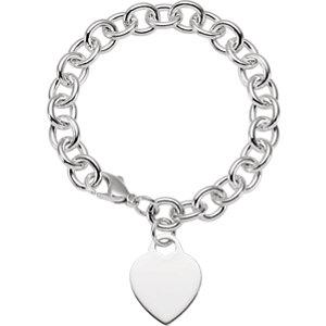 Sterling Silver Heart Charm 7.5" Bracelet - Moijey Fine Jewelry and Diamonds
